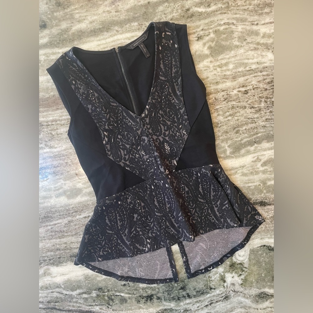BCBG Black Peplum Blouse Top Women’s Size Medium